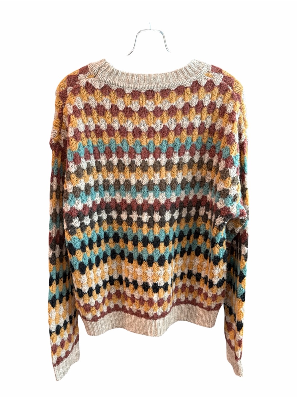 Baltic Born Multicolor Wool Blend Open Knit Sweater Medium Boho Crochet - Picture 3 of 6